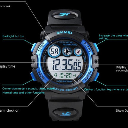 Kids Digital Sport Watch, Waterproof Electronic Multi Function Watches,LED Luminous Wristwatch