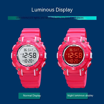 Kids Digital Sport Waterproof Electronic Multi Function Watches, 7 Colorful LED Luminous Wristwatch