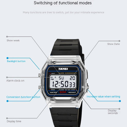 Multifunctional Digital Electronic Waterproof Sports Wristwatches Student Watches