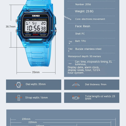 Multifunctional Digital Electronic Waterproof Sports Wristwatches Student Watches