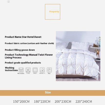 White Goose Feather Down Duvet King Size, All Season Goose Feather Comforter Soft Duvet Quilt