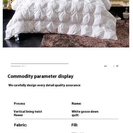 Warmth Goose Down Comforter, Ultra Soft Cotton Bed Quilt,All Season Goose Down Duvet