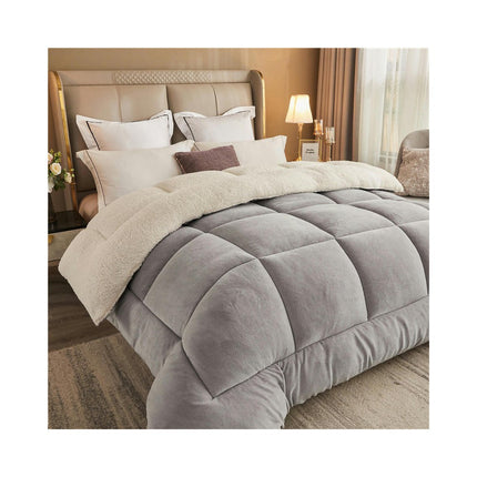 Winter Cotton Comforter, Fluffy Plush Lamb Quilts Winter Warm Double-Sided Velvet Comforter Blanket