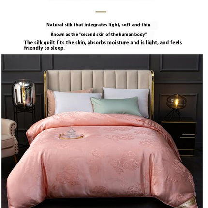 Silk Comforter Soft Silk Quilt Duvet Breathable Lightweight Silk Quilt for Winter Season