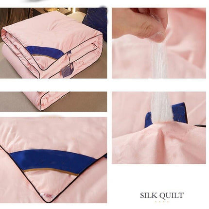 Silk Quilt Qinter Silk Comforter Silk-Warm and Lightweight Cotton Quilt for All Seasons