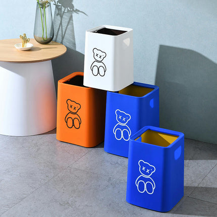 Swivel Lid Bathroom Trash Can - Square Plastic Trash Can for Bathroom or Bedroom - Stylish Small Trash Can with Swivel Lid