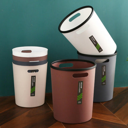 Small Trash Can for Bathroom - 3 Gallon/12-Liter Wastebasket, Round Plastic Garbage Container Bin for Bedroom Office