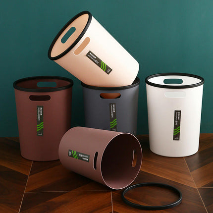 Small Trash Can for Bathroom - 3 Gallon/12-Liter Wastebasket, Round Plastic Garbage Container Bin for Bedroom Office