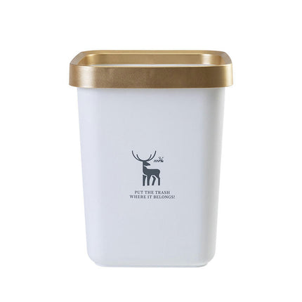 Square Trash Can Large Open Top Gold Rimmed Pressure Ring Trash Can Home Plastic Trash Can