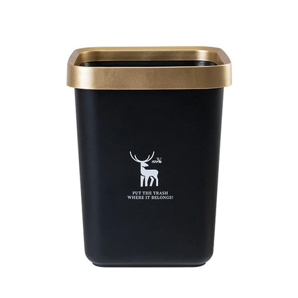 Square Trash Can Large Open Top Gold Rimmed Pressure Ring Trash Can Home Plastic Trash Can