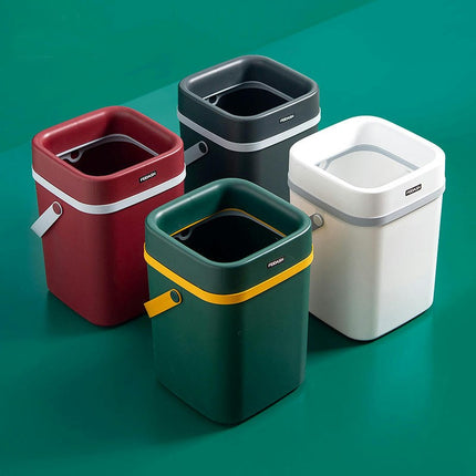 Square Lidless Trash Can with Carrying Compact Trash Can for Home, Office or Bathroom