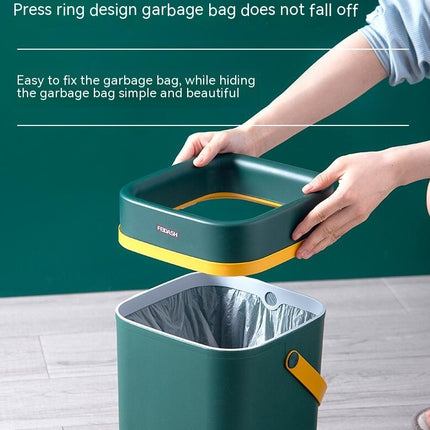 Square Lidless Trash Can with Carrying Compact Trash Can for Home, Office or Bathroom