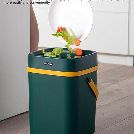 Square Lidless Trash Can with Carrying Compact Trash Can for Home, Office or Bathroom