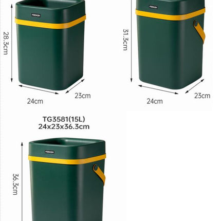 Square Lidless Trash Can with Carrying Compact Trash Can for Home, Office or Bathroom