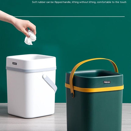 Square Lidless Trash Can with Carrying Compact Trash Can for Home, Office or Bathroom