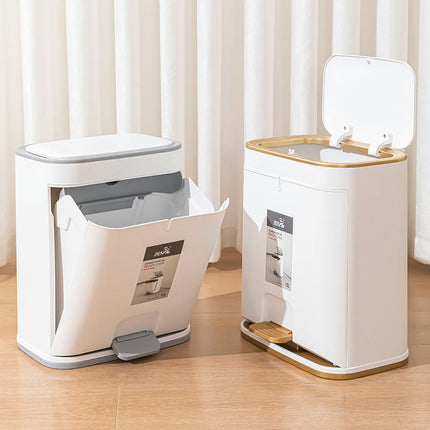 Trash Can, Rectangular Foot Tread Large Capacity Trash Can for Bathroom Office Kitchen and Bedroom