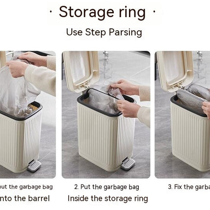 Pedal Trash Can - Plastic Trash Can with Pedal, Lid - Bathroom, Kitchen and Office Household Trash Can