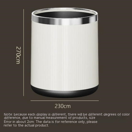 Minimalist Trash Can Kitchen Living Room Toilet Solid Color Stainless Steel Ring Trash Can