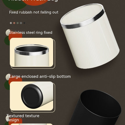 Minimalist Trash Can Kitchen Living Room Toilet Solid Color Stainless Steel Ring Trash Can