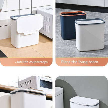 Kitchen Compost Bin, Hanging Kitchen Cabinet Door Cupboard Bins with Lid or Wall Sticking Bathroom Trash Can