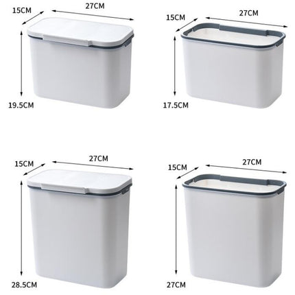 Kitchen Compost Bin, Hanging Kitchen Cabinet Door Cupboard Bins with Lid or Wall Sticking Bathroom Trash Can