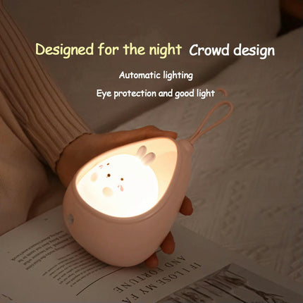 Night Light with Sensor Control cute animal Human Induction lamp For Kids Bedroom USB Rechargeable Silicone LED wall lights