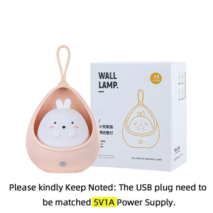 Night Light with Sensor Control cute animal Human Induction lamp For Kids Bedroom USB Rechargeable Silicone LED wall lights