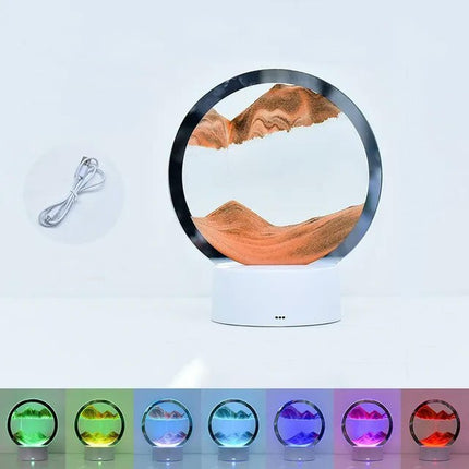 LED RGB Sandscape Lamp 3D Moving Sand Art Frame Night Light with 16 Colors Hourglass Light 3D Deep Sea Display with Remote