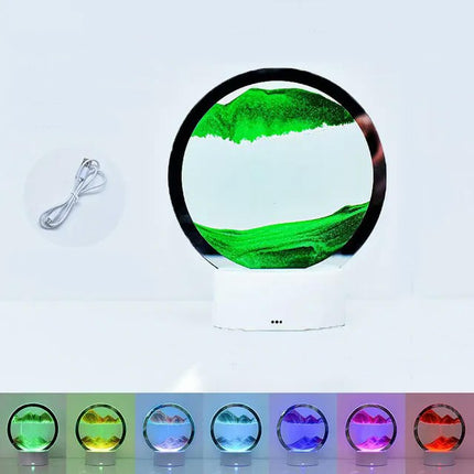 LED RGB Sandscape Lamp 3D Moving Sand Art Frame Night Light with 16 Colors Hourglass Light 3D Deep Sea Display with Remote