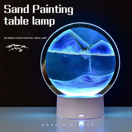 LED RGB Sandscape Lamp 3D Moving Sand Art Frame Night Light with 16 Colors Hourglass Light 3D Deep Sea Display with Remote