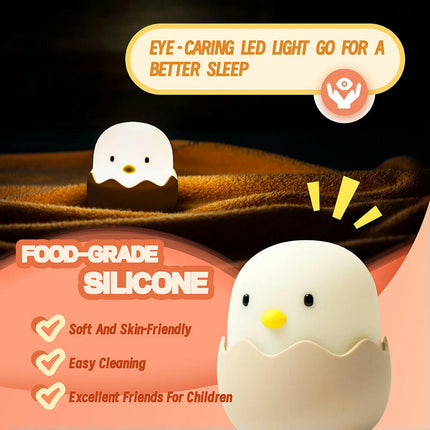 LED Night Light Cute Duck Cartoon Animals Silicone Lamp For Children Kid Touch Sensor Timing USB Rechargeable