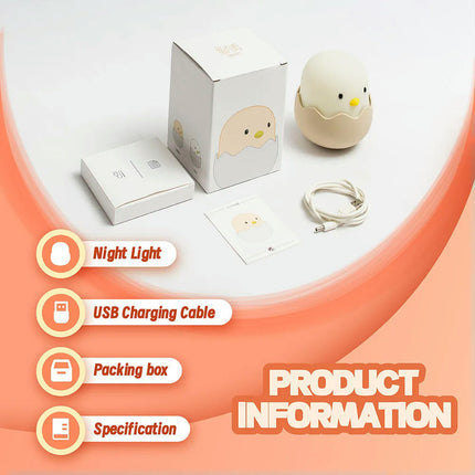 LED Night Light Cute Duck Cartoon Animals Silicone Lamp For Children Kid Touch Sensor Timing USB Rechargeable