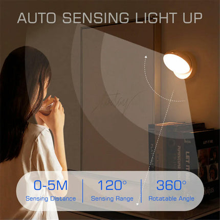 360 Rotated PIR Motion Sensor LED Night Light Wall Lamps Rechargeable  Under Cabinet Light Wireless Closet Night Lamp