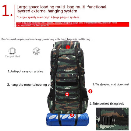 Camouflage Mountaineering Bag Men's Large Capacity Outdoor Travel Backpack Hiking Backpack