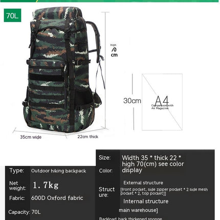 Camouflage Mountaineering Bag Men's Large Capacity Outdoor Travel Backpack Hiking Backpack