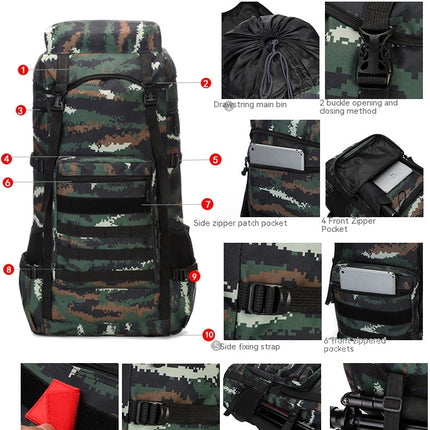 Camouflage Mountaineering Bag Men's Large Capacity Outdoor Travel Backpack Hiking Backpack