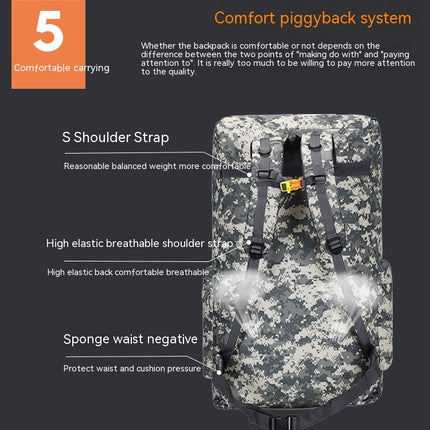 Outdoor Backpack,Large Capacity Waterproof Camouflage Mountaineering Bag, Travel Hiking Backpack