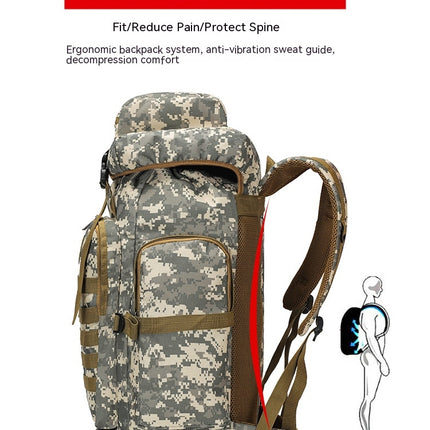 Hiking Backpack Large-Capacity Camouflage Mountaineering Bag Outdoor Waterproof Sports Backpack