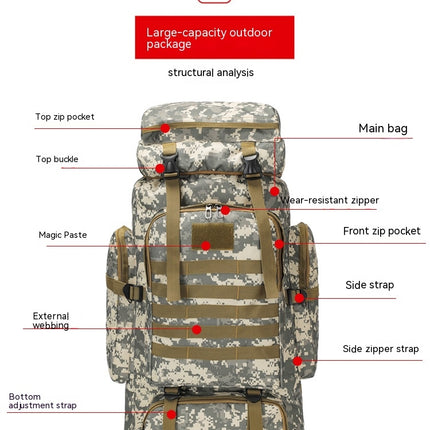 Hiking Backpack Large-Capacity Camouflage Mountaineering Bag Outdoor Waterproof Sports Backpack