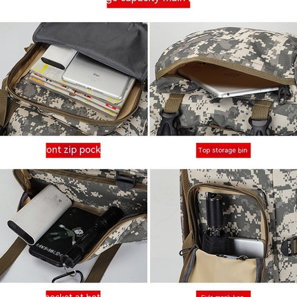 Hiking Backpack Large-Capacity Camouflage Mountaineering Bag Outdoor Waterproof Sports Backpack