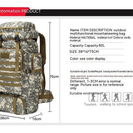 Hiking Backpack Large-Capacity Camouflage Mountaineering Bag Outdoor Waterproof Sports Backpack