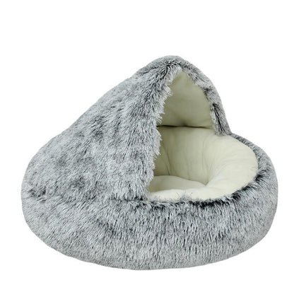 Cat Bed Round Plush Fluffy Hooded Calming Cat Bed Cave for Dogs&Cats,Self Warming pet Bed