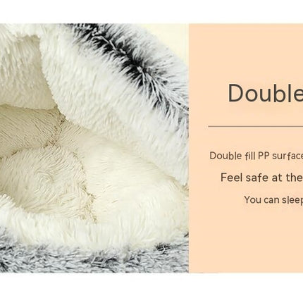 Cat Bed Round Plush Fluffy Hooded Calming Cat Bed Cave for Dogs&Cats,Self Warming pet Bed