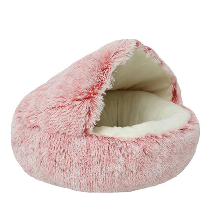 Cat Bed Round Plush Fluffy Hooded Calming Cat Bed Cave for Dogs&Cats,Self Warming pet Bed