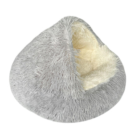 Cat Bed Round Plush Fluffy Hooded Calming Cat Bed Cave for Dogs&Cats,Self Warming pet Bed