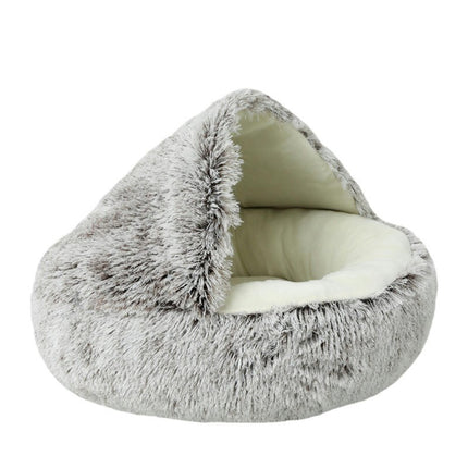 Cat Bed Round Plush Fluffy Hooded Calming Cat Bed Cave for Dogs&Cats,Self Warming pet Bed