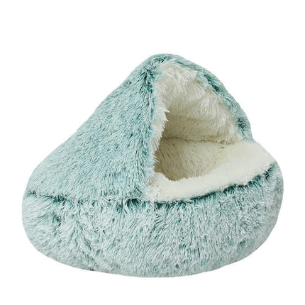 Cat Bed Round Plush Fluffy Hooded Calming Cat Bed Cave for Dogs&Cats,Self Warming pet Bed