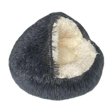 Cat Bed Round Plush Fluffy Hooded Calming Cat Bed Cave for Dogs&Cats,Self Warming pet Bed