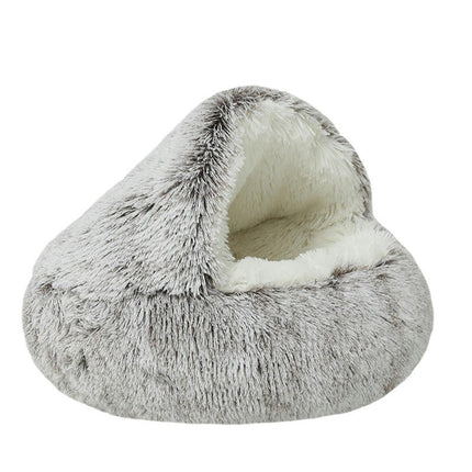 Cat Bed Round Plush Fluffy Hooded Calming Cat Bed Cave for Dogs&Cats,Self Warming pet Bed