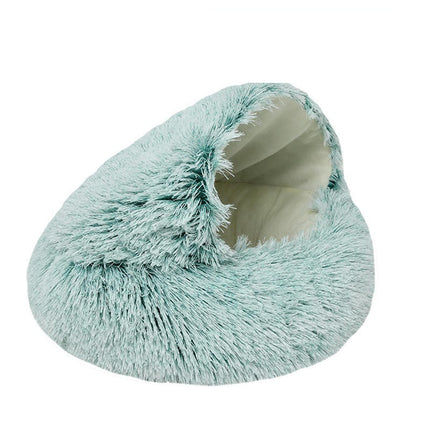 Cat Bed Round Plush Fluffy Hooded Calming Cat Bed Cave for Dogs&Cats,Self Warming pet Bed